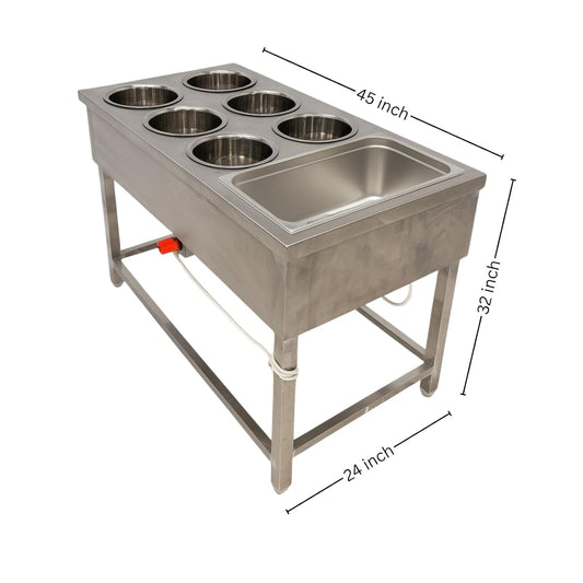 Commercial Electric 6 Pot Bain Marie with 1/1 GN Pan | Stainless Steel Food Warmer for Restaurant & Catering