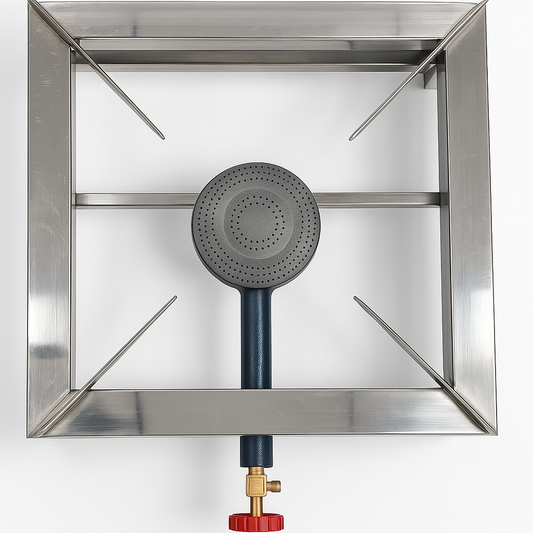 Gurubhai Equipments Stainless Steel Single Burner Stove – 10"x10"x10" Heavy-Duty Commercial Gas Stove for Catering, Restaurants & Outdoor Cooking
