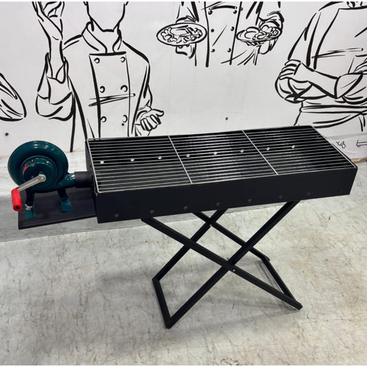 Portable Charcoal BBQ Grill with Blower | Folding Outdoor Barbecue Grill for Camping, Events & Street Food