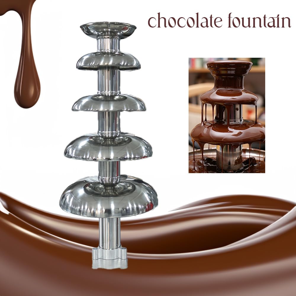 Gurubhai Equipments 5 Layers Commercial Chocolate Fondue Fountain Machine For Wedding Party-230W Commercial-Grade Electric Chocolate Fountain for Events, Parties, Buffets, and Catering Services