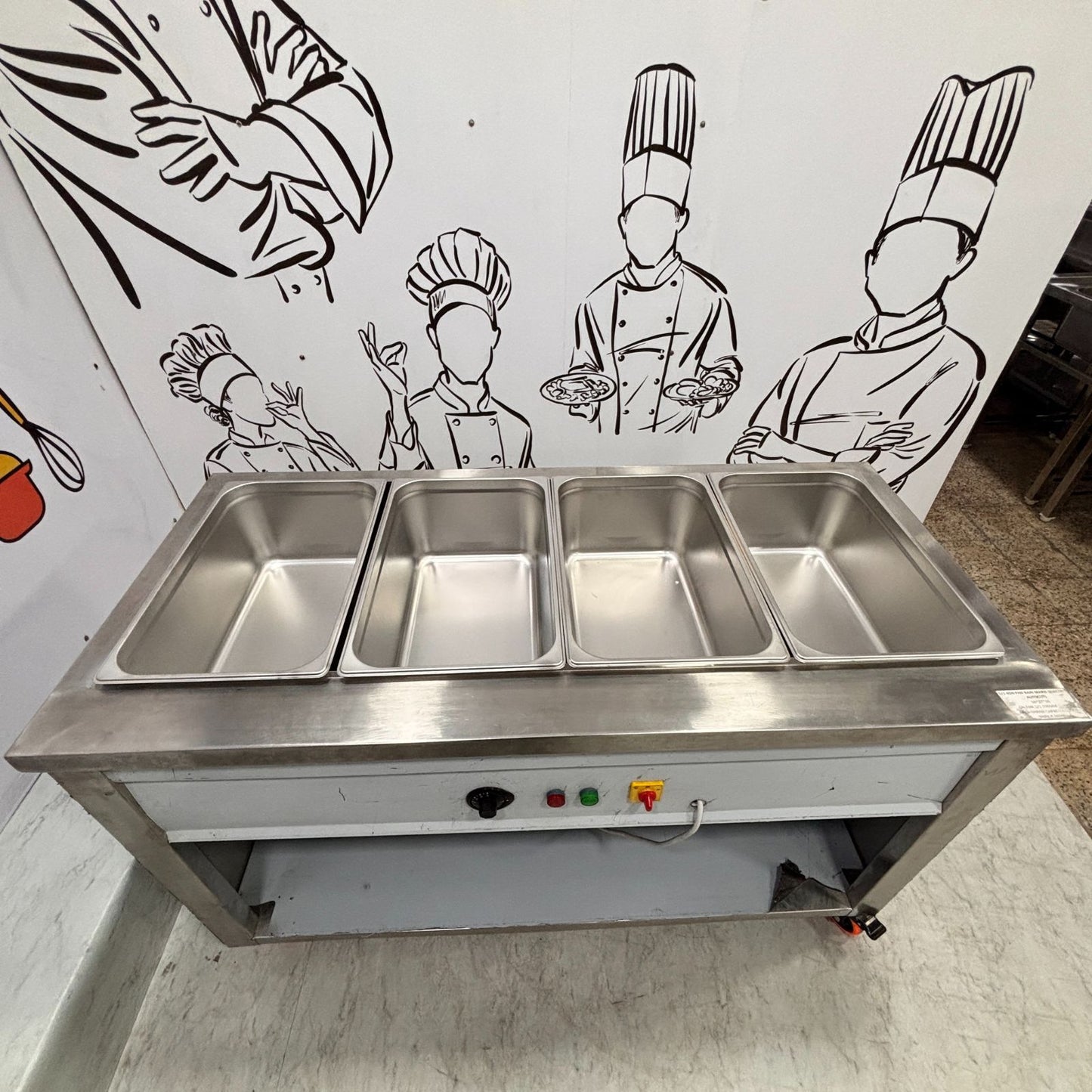 Gurubhai Equipments Commercial Electric 4 GN Bain Marie with Lids | Stainless Steel Food Warmer for Restaurant & Catering
