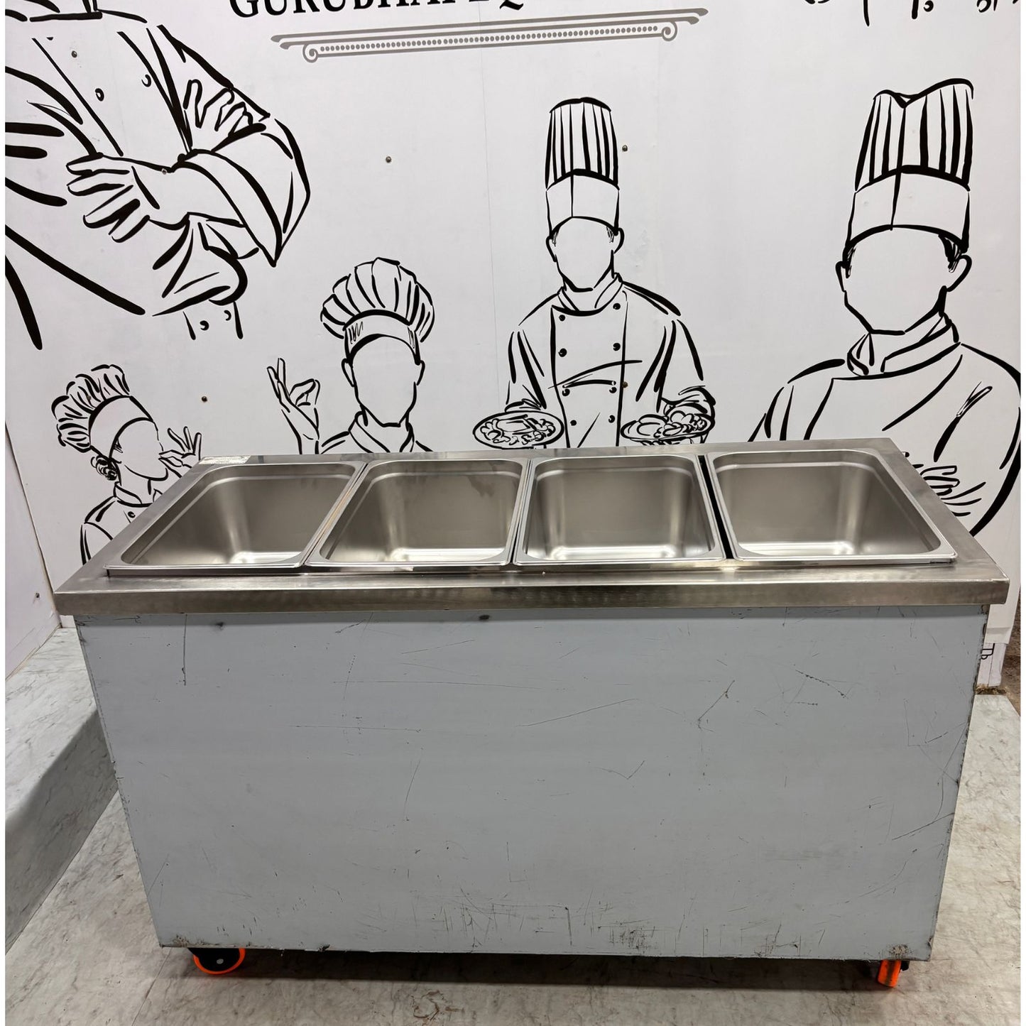 Gurubhai Equipments Commercial Electric 4 GN Bain Marie with Lids | Stainless Steel Food Warmer for Restaurant & Catering