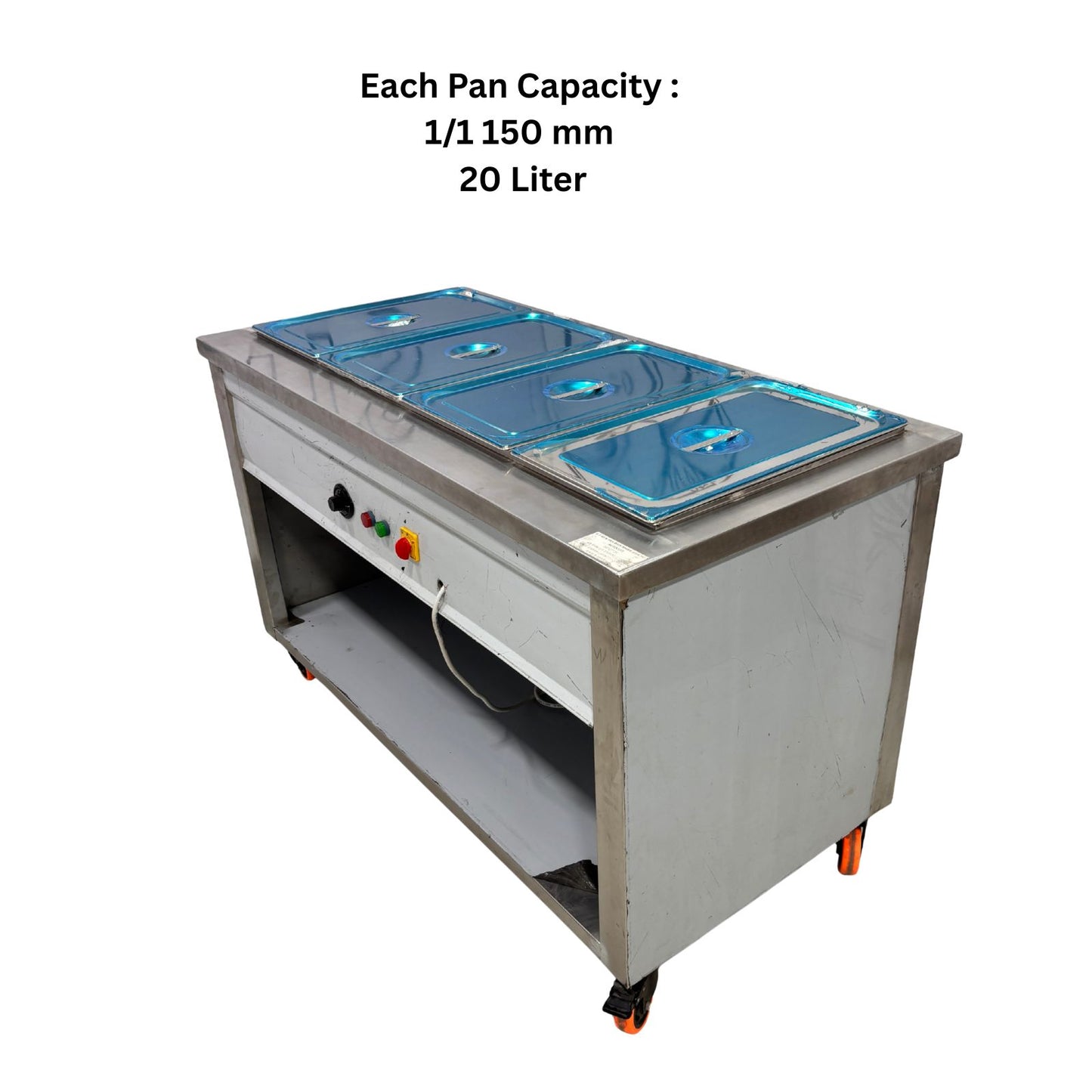 Gurubhai Equipments Commercial Electric 4 GN Bain Marie with Lids | Stainless Steel Food Warmer for Restaurant & Catering