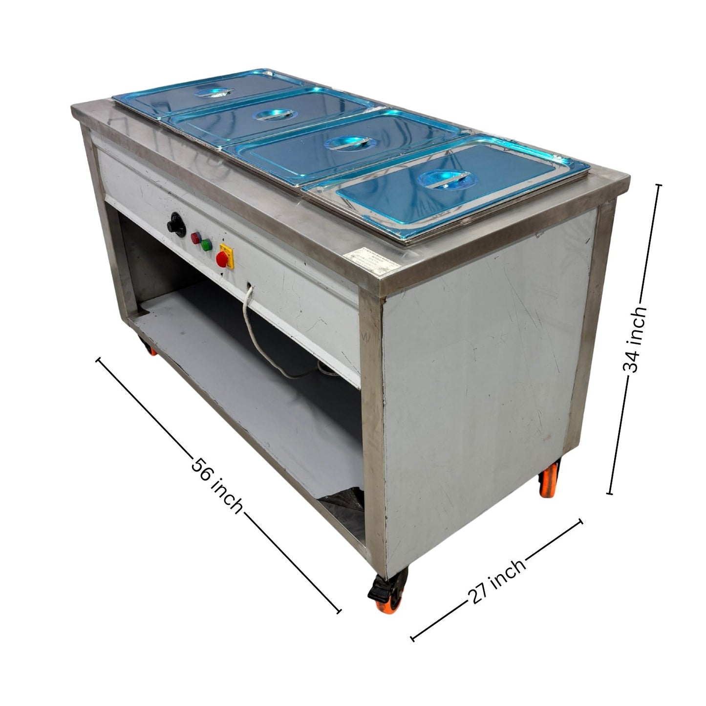 Gurubhai Equipments Commercial Electric 4 GN Bain Marie with Lids | Stainless Steel Food Warmer for Restaurant & Catering
