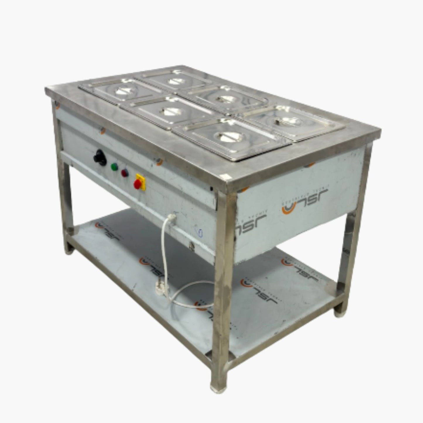 Gurubhai Equipments Commercial Electric 6 GN Bain Marie | Stainless Steel Food Warmer with Temperature Control for Restaurant & Catering