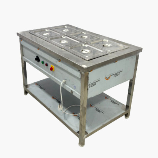 Gurubhai Equipments Commercial Electric 6 GN Bain Marie | Stainless Steel Food Warmer with Temperature Control for Restaurant & Catering