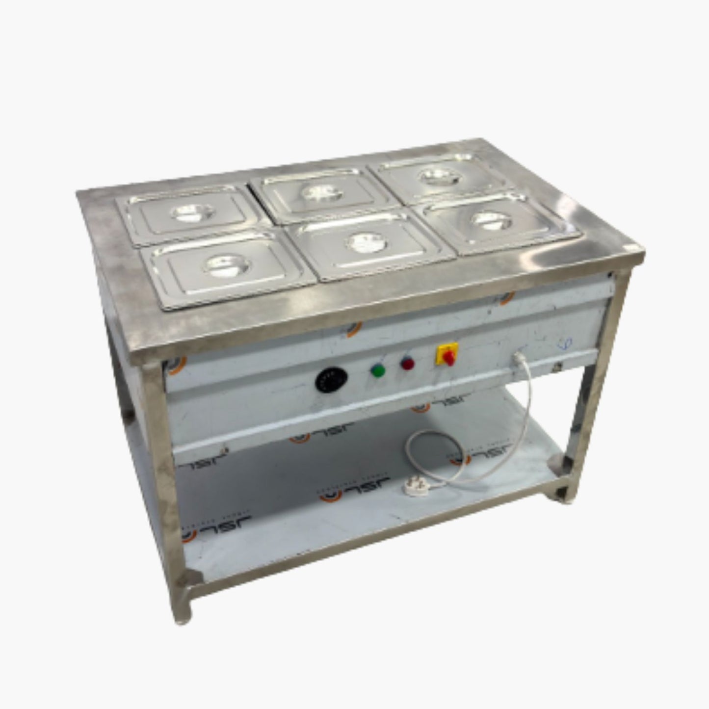 Gurubhai Equipments Commercial Electric 6 GN Bain Marie | Stainless Steel Food Warmer with Temperature Control for Restaurant & Catering
