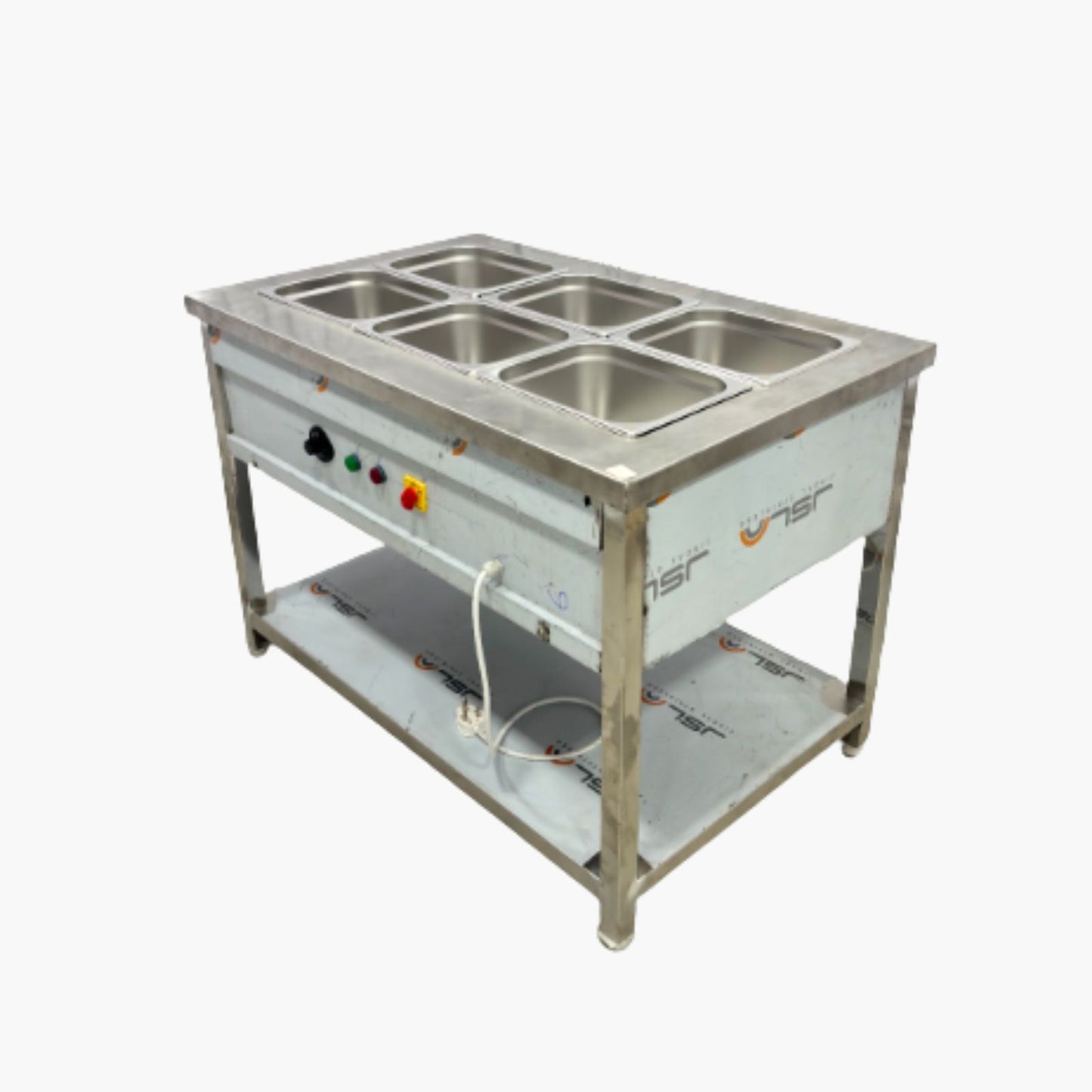 Gurubhai Equipments Commercial Electric 6 GN Bain Marie | Stainless Steel Food Warmer with Temperature Control for Restaurant & Catering