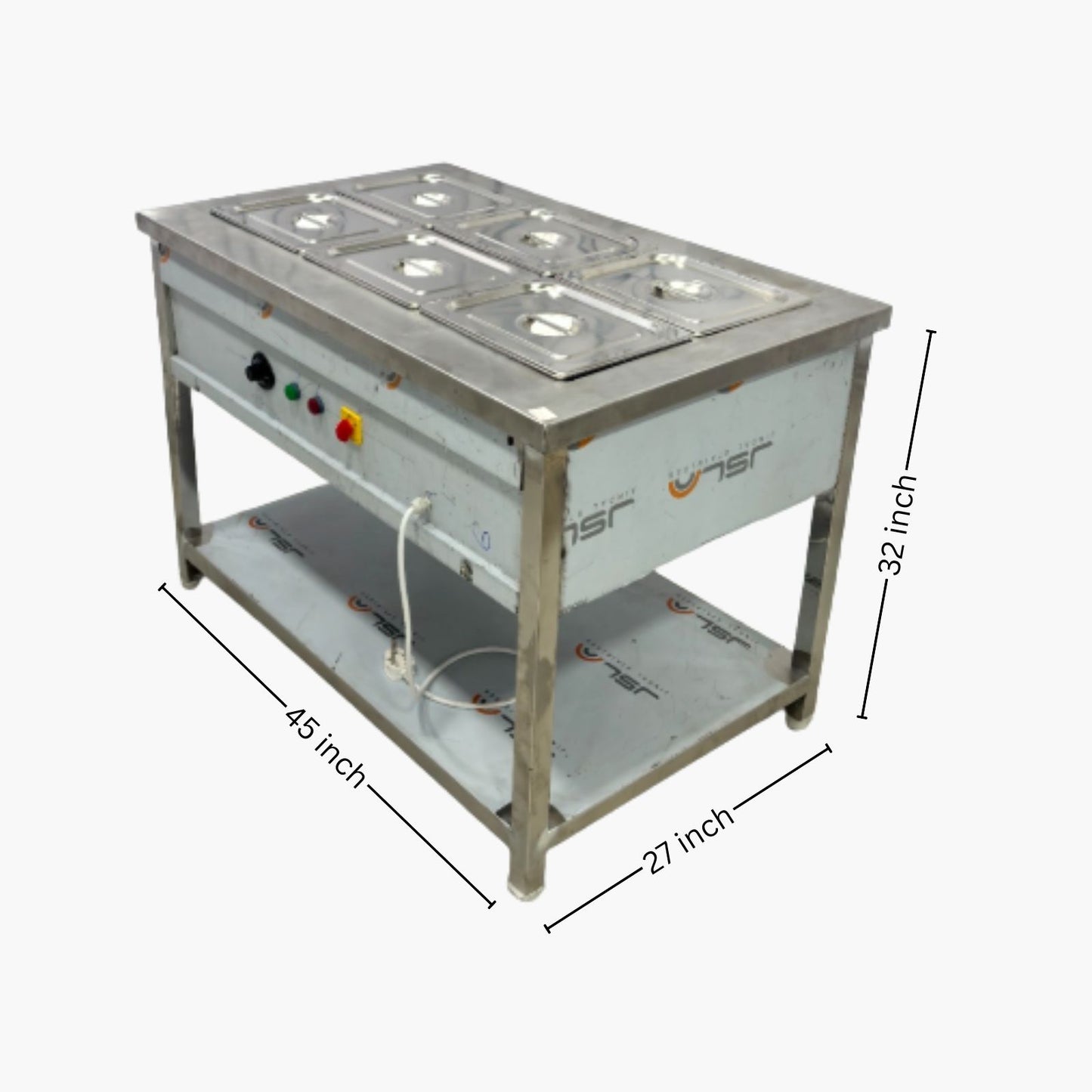 Gurubhai Equipments Commercial Electric 6 GN Bain Marie | Stainless Steel Food Warmer with Temperature Control for Restaurant & Catering