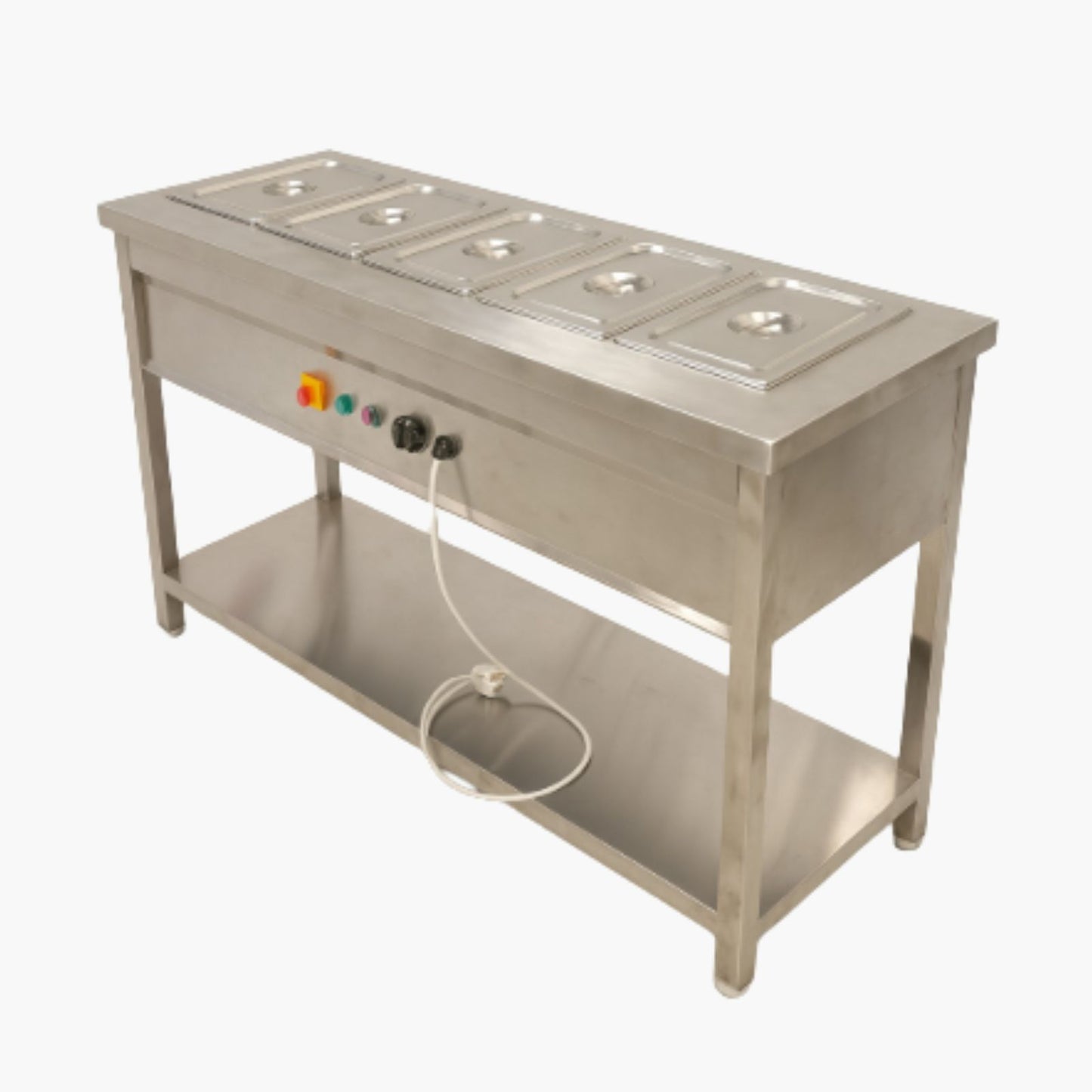 Gurubhai Equipments Commercial Electric 5 GN Bain Marie | Stainless Steel Food Warmer with Temperature Control for Restaurant & Catering