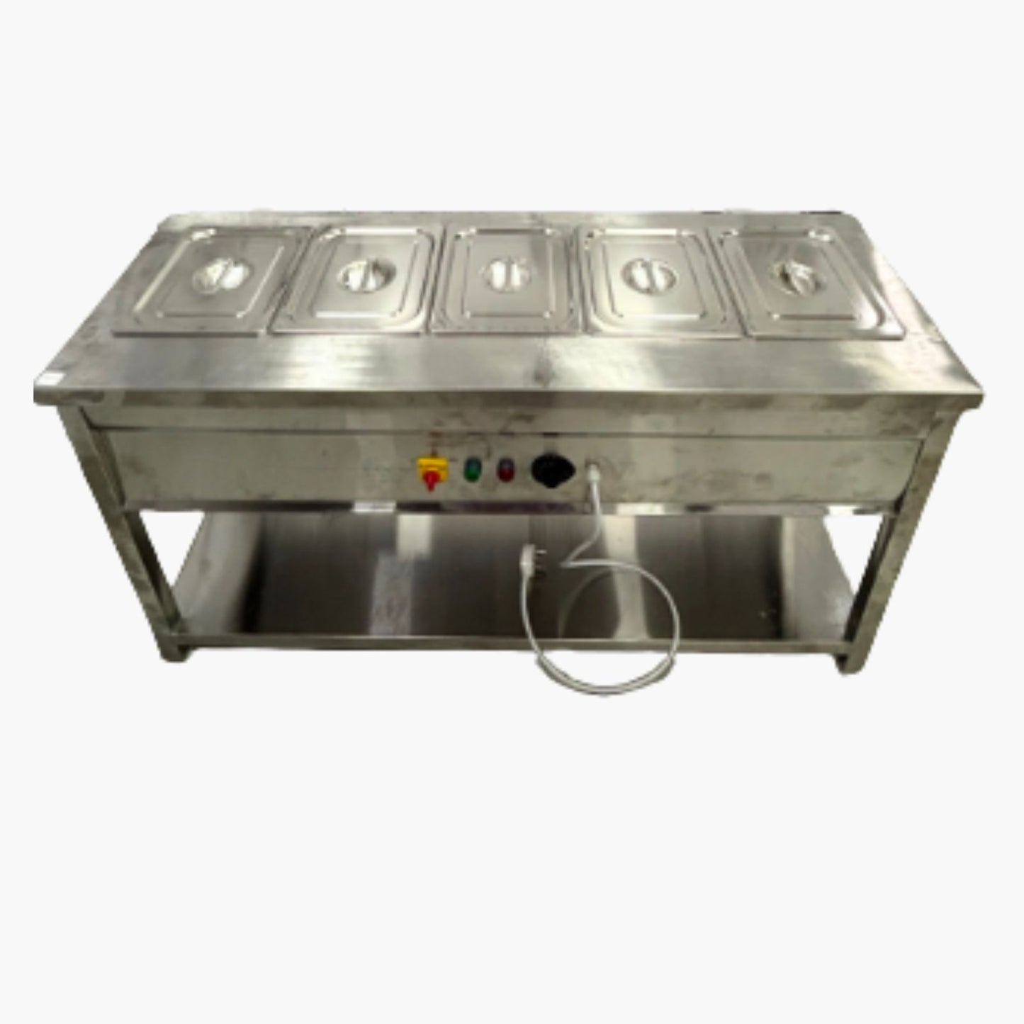 Gurubhai Equipments Commercial Electric 5 GN Bain Marie | Stainless Steel Food Warmer with Temperature Control for Restaurant & Catering