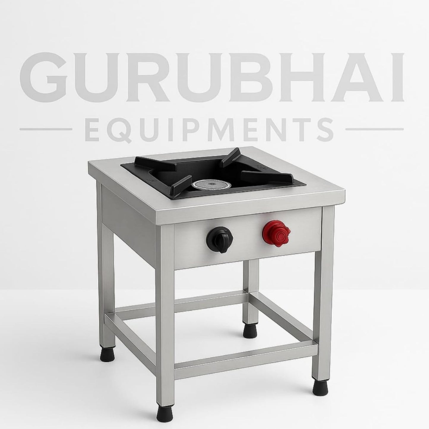 Gurubhai Equipments Commercial Single Pot Burner (Indian Style) with Stand | Heavy-Duty Stainless Steel Pot Gas Burner for Restaurant Kitchens