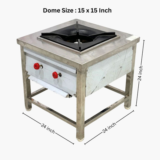 Gurubhai Equipments Commercial Single Pot Burner (Indian Style) with Stand | Heavy-Duty Stainless Steel Pot Gas Burner for Restaurant Kitchens