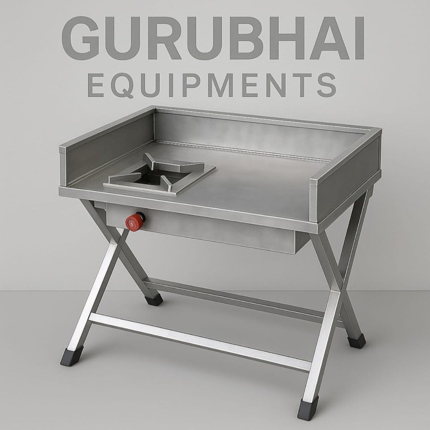 Gurubhai Equipments Commercial Single Indian Folding Gas Burner with Splash Guard | Stainless Steel High Flame Catering Burner