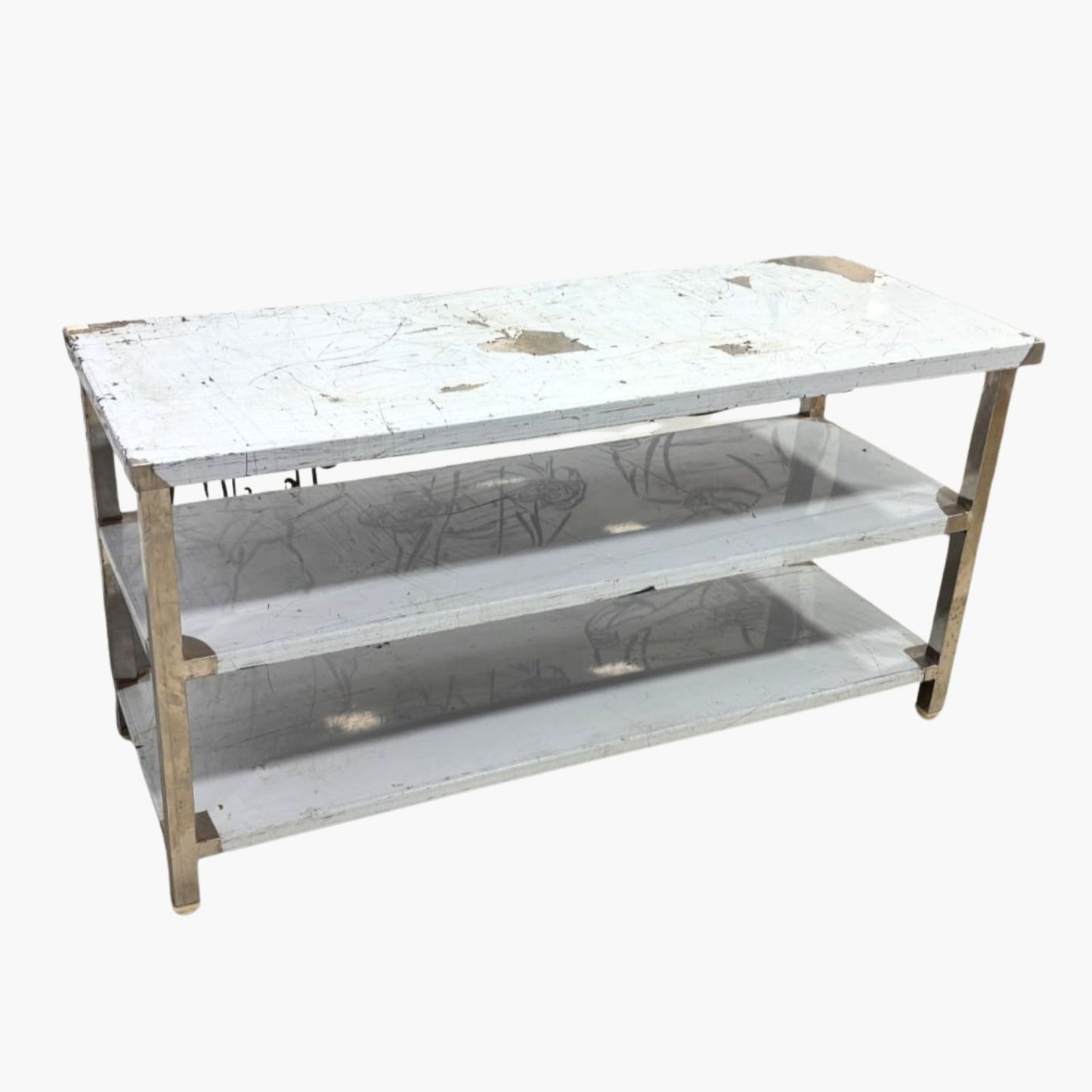 Gurubhai Equipments Commercial Stainless Steel Work Table with 2 Shelves | Heavy Duty SS Kitchen Table for Restaurant & Hotel Use