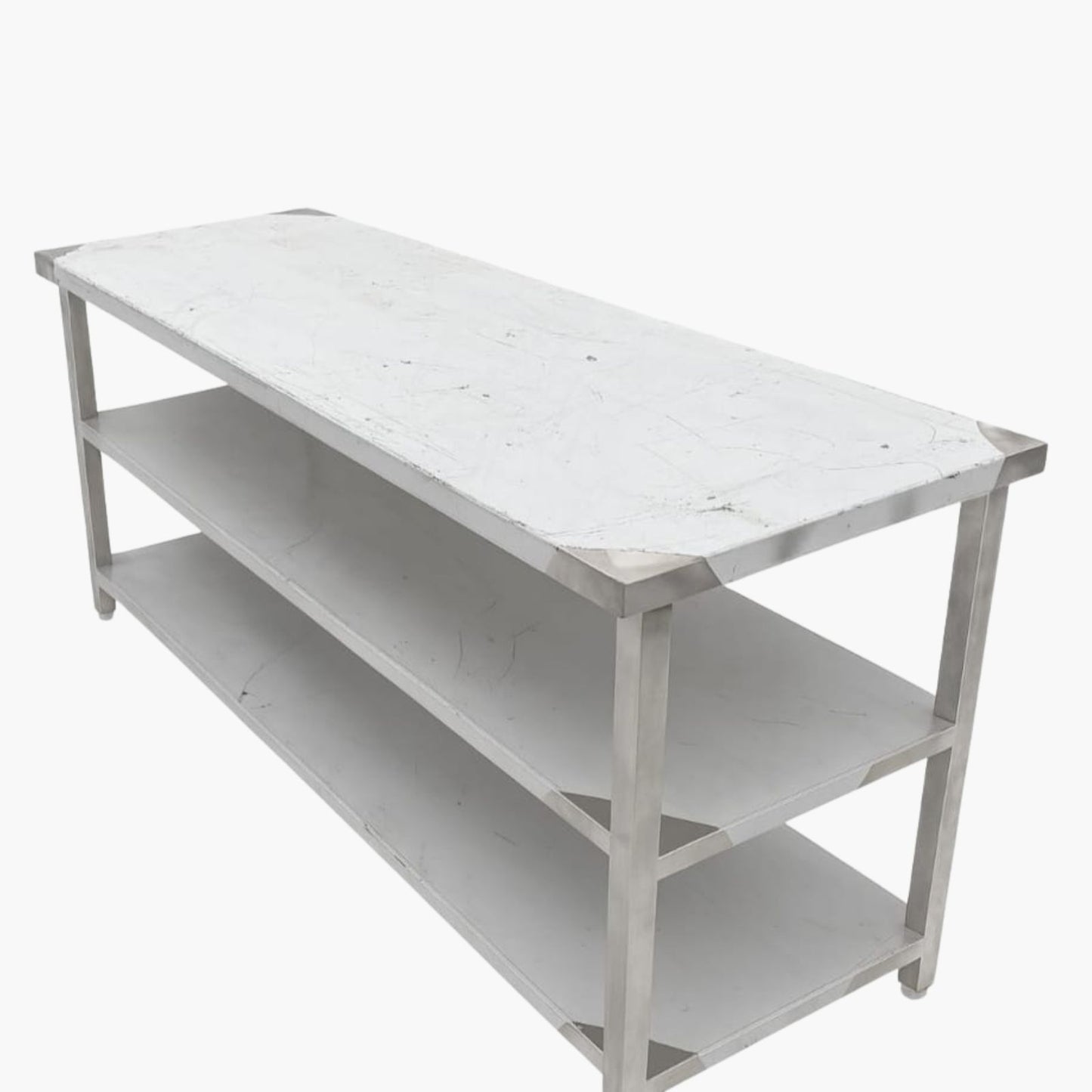 Gurubhai Equipments Commercial Stainless Steel Work Table with 2 Shelves | Heavy Duty SS Kitchen Table for Restaurant & Hotel Use