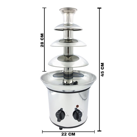 Gurubhai Equipments 4-Tier Chocolate Fondue Fountain Machine, Stainless Steel - 170W, Commercial-Grade Electric Chocolate Fountain for Events, Parties, Buffets, Weddings, and Catering Services