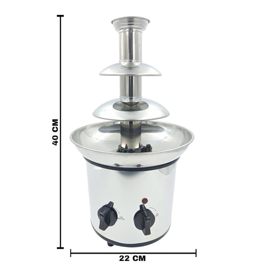 Gurubhai Equipments 3-Tier Chocolate Fondue Fountain Machine, Stainless Steel - 170W, Commercial-Grade Electric Chocolate Fountain for Events, Parties, Buffets, Weddings, and Catering Services