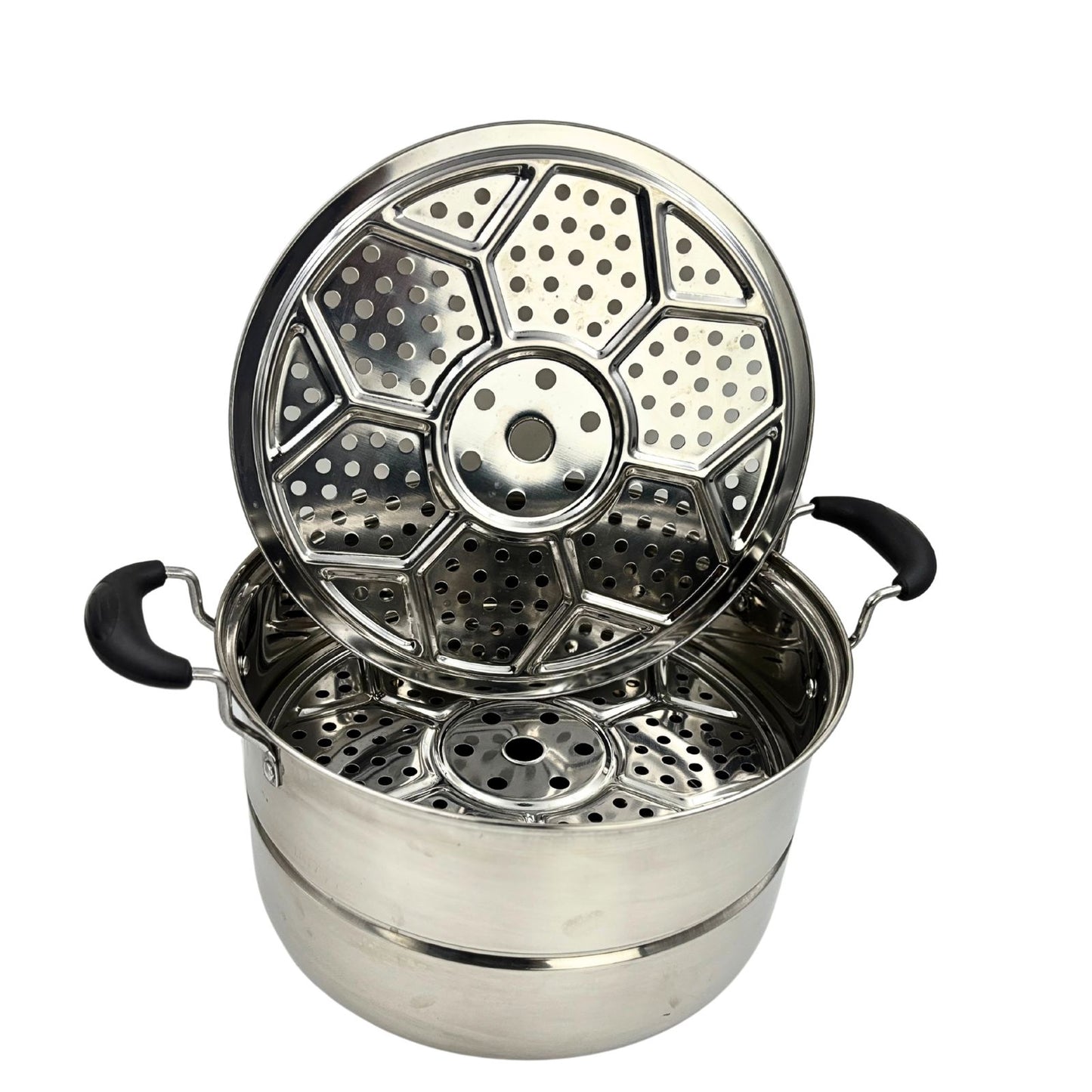 Gurubhai Equipments Stainless Steel 2-Tier Steamer With Lid 30cm, Multipurpose Steamer for Vegetables, Momos, Modak & Rice