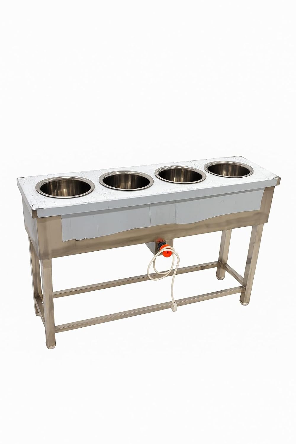 Gurubhai Equipments Commercial Electric 4 Pot Bain Marie | Stainless Steel Food Warmer for Restaurant, Hotel & Catering Use