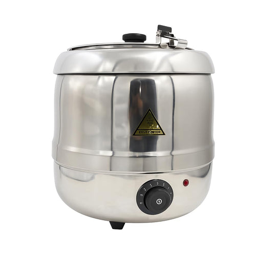 Commercial Electric Soup Kettle Silver | Stainless Steel Food Warmer with Thermostat for Hotel, Buffet & Catering