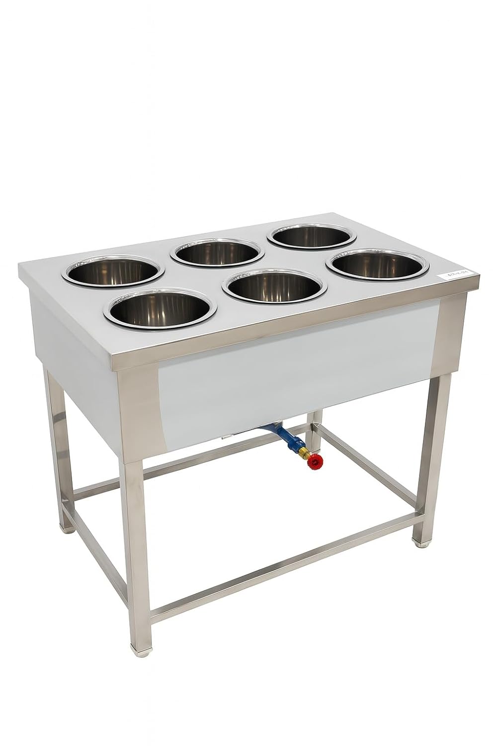 Gurubhai Equipments Commercial Gas 6 Pot Bain Marie | Stainless Steel Food Warmer for Restaurant, Hotel & Catering Use