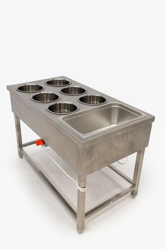 Commercial Electric 6 Pot Bain Marie with 1/1 GN Pan | Stainless Steel Food Warmer for Restaurant & Catering