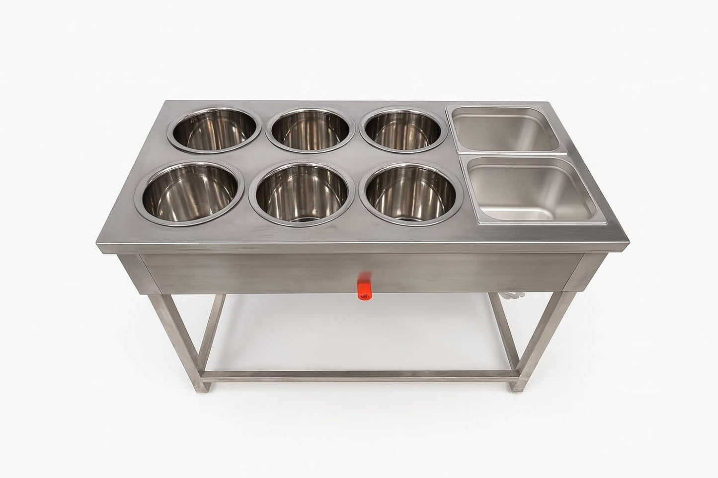 Gurubhai Equipments Commercial Electric 6 Pot Bain Marie with 2 GN Pans | Stainless Steel Food Warmer for Restaurant & Catering