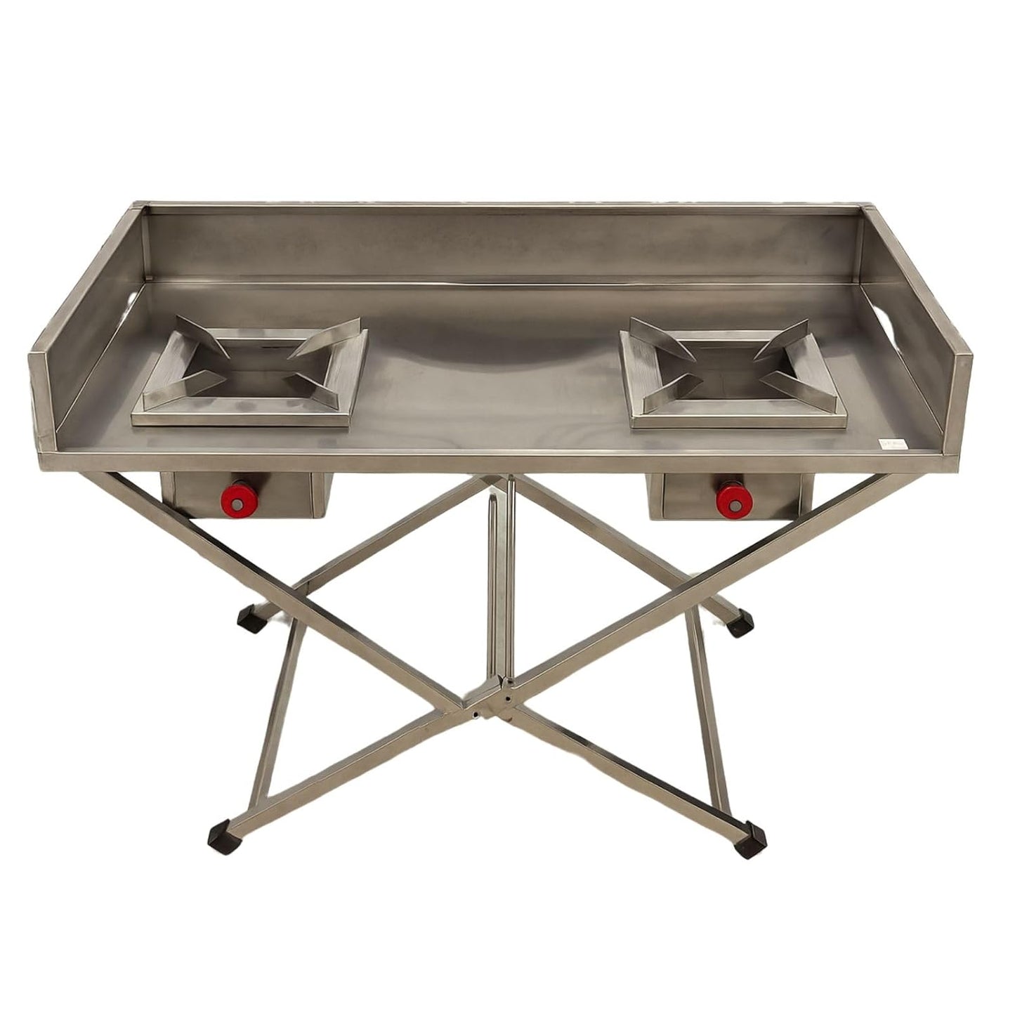 Gurubhai Equipments Commercial Double Indian Folding Gas Burner with Splash Guard | Stainless Steel High Flame Catering Burner
