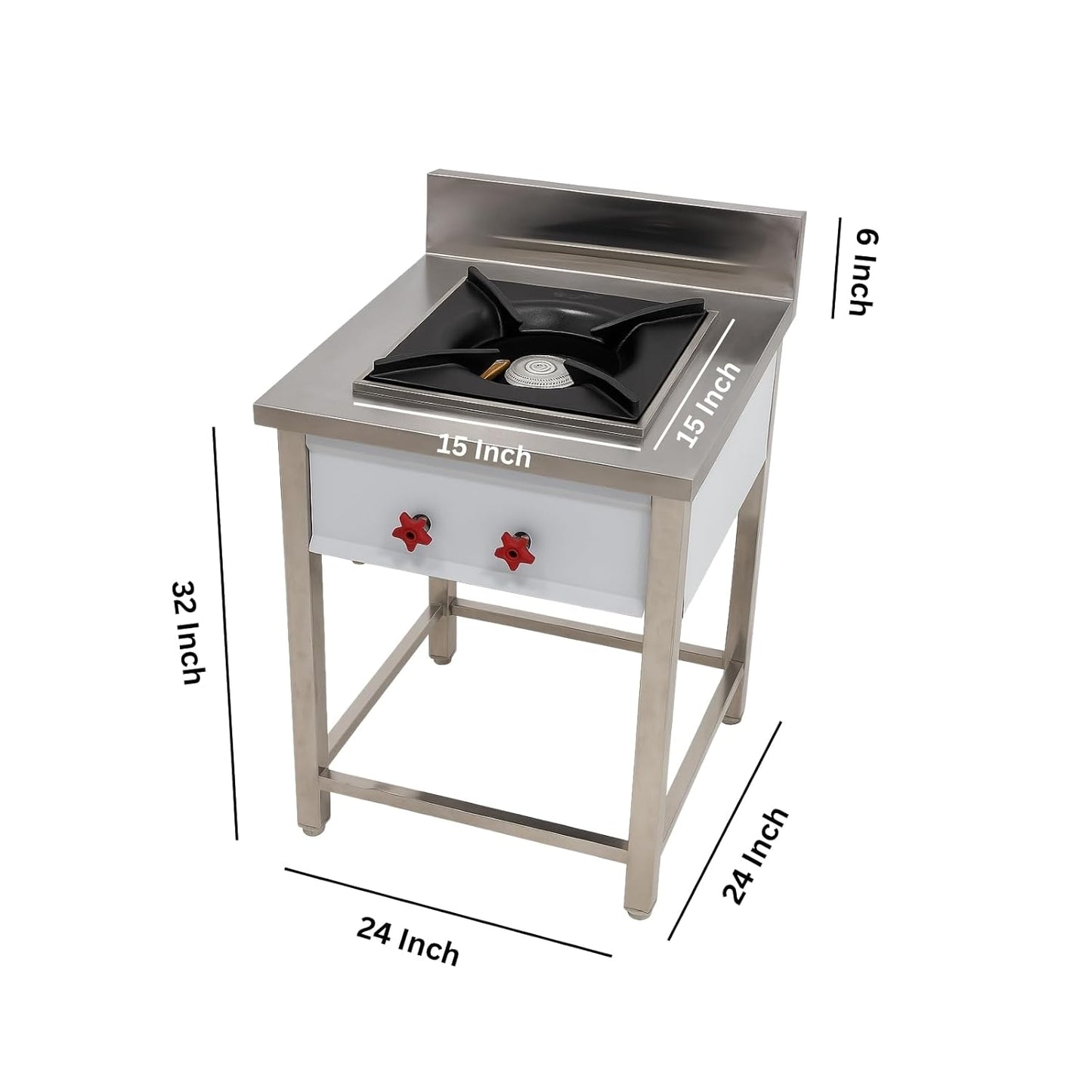 Gurubhai Equipments Commercial Single Burner Gas Range | Stainless Steel Gas Stove for Restaurant & Hotel