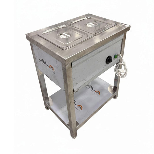 Gurubhai Equipments Commercial Electric Double GN Bain Marie | Stainless Steel Food Warmer with Temperature Control for Restaurant & Hotel