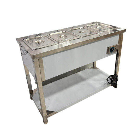 Gurubhai Equipments Commercial Electric 4 GN Bain Marie | Stainless Steel Food Warmer with Temperature Control for Restaurant & Catering
