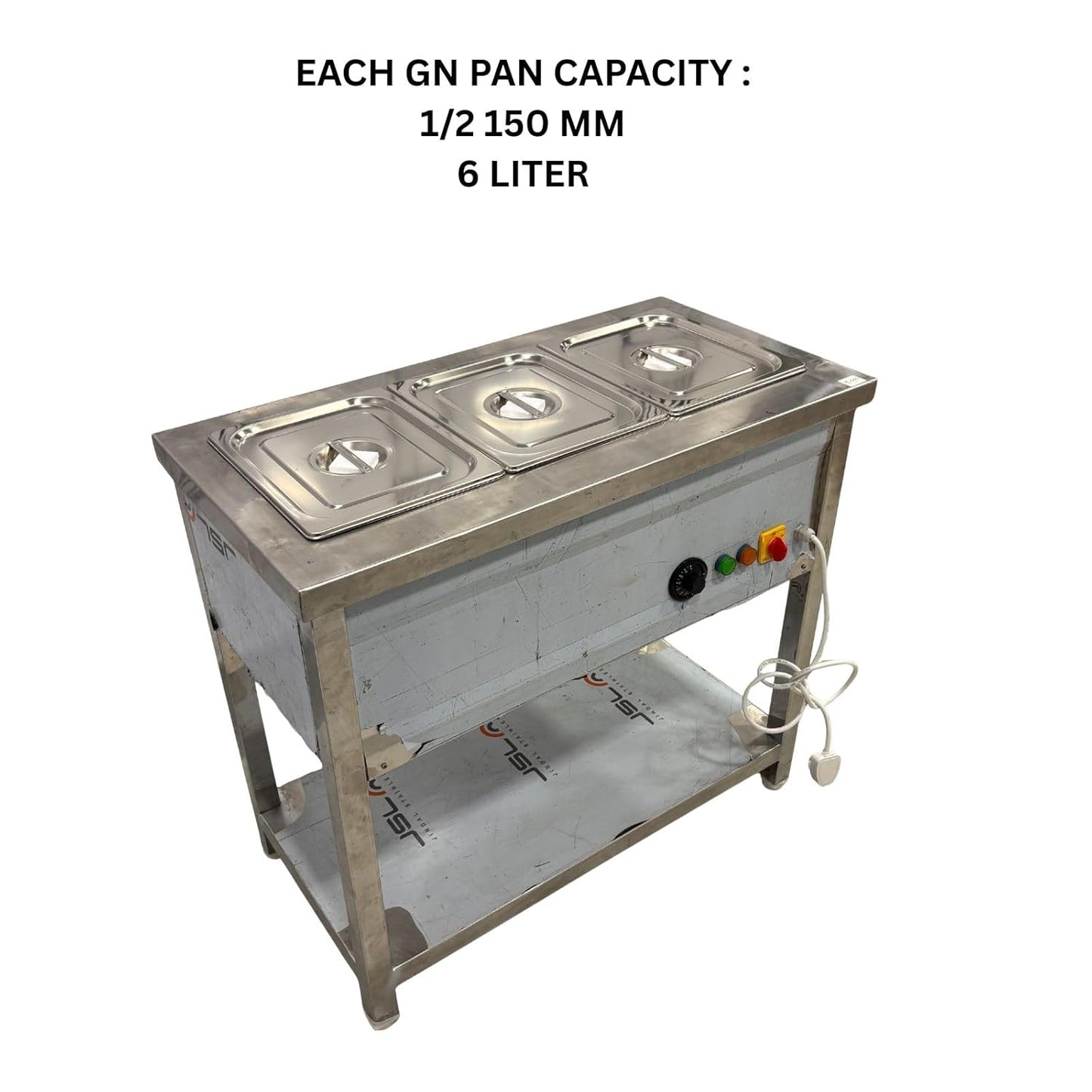 Gurubhai Equipments Commercial Electric 3 GN Bain Marie | Stainless Steel Food Warmer with Temperature Control for Restaurant & Catering