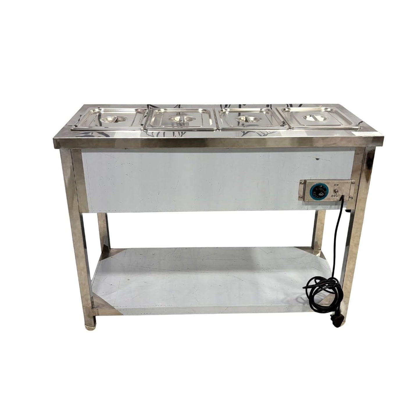 Gurubhai Equipments Commercial Electric 4 GN Bain Marie | Stainless Steel Food Warmer with Temperature Control for Restaurant & Catering