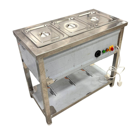 Gurubhai Equipments Commercial Electric 3 GN Bain Marie | Stainless Steel Food Warmer with Temperature Control for Restaurant & Catering