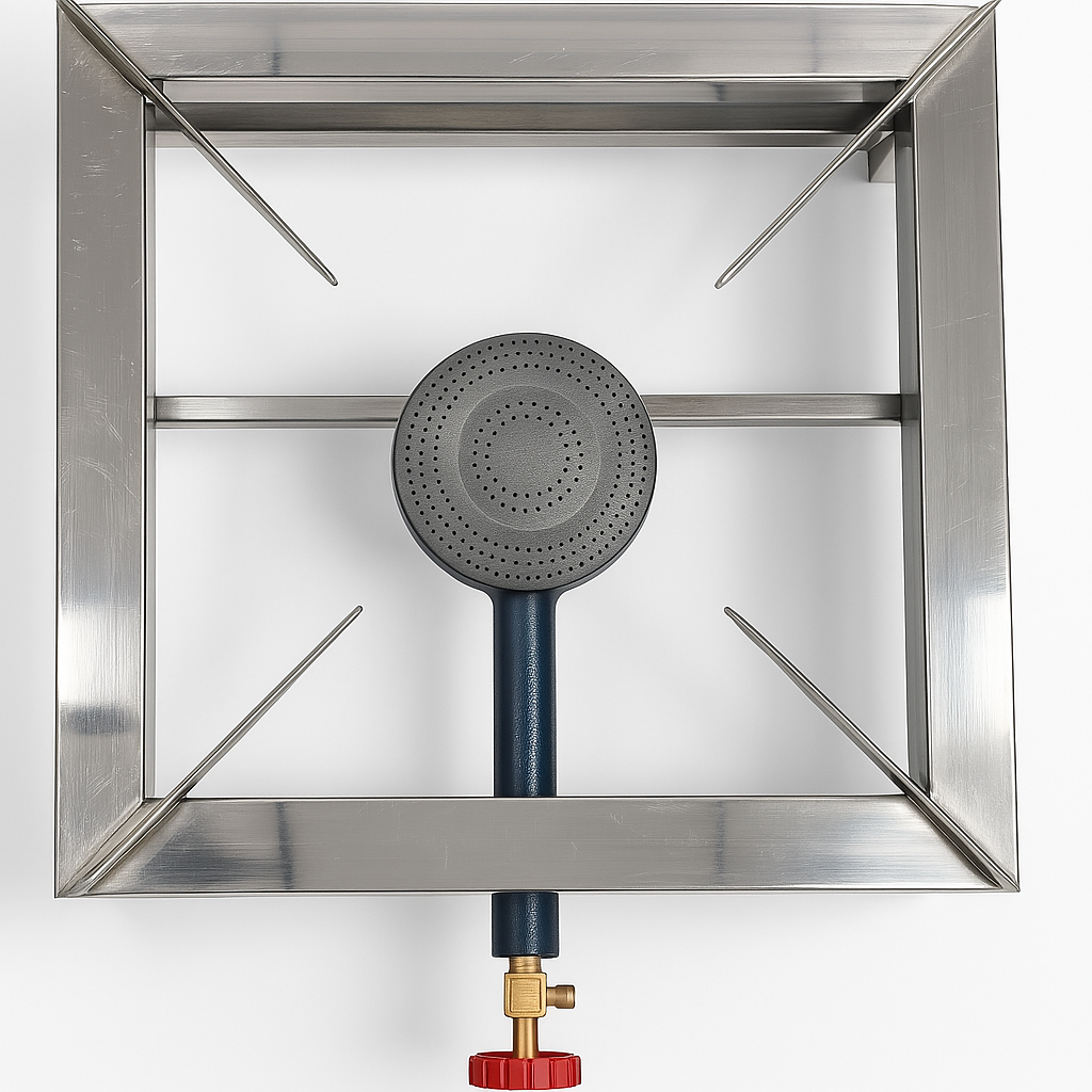 Gurubhai Equipments Stainless Steel Single Burner Stove – 10"x10"x10" Heavy-Duty Commercial Gas Stove for Catering, Restaurants & Outdoor Cooking