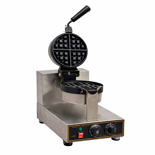 Commercial Single Round Rotating  Waffle Maker Machine | Heavy-Duty Electric Waffle Iron for Cafés & Restaurants
