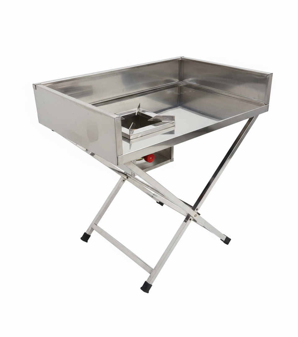 Gurubhai Equipments Commercial Single Indian Folding Gas Burner with Splash Guard | Stainless Steel High Flame Catering Burner