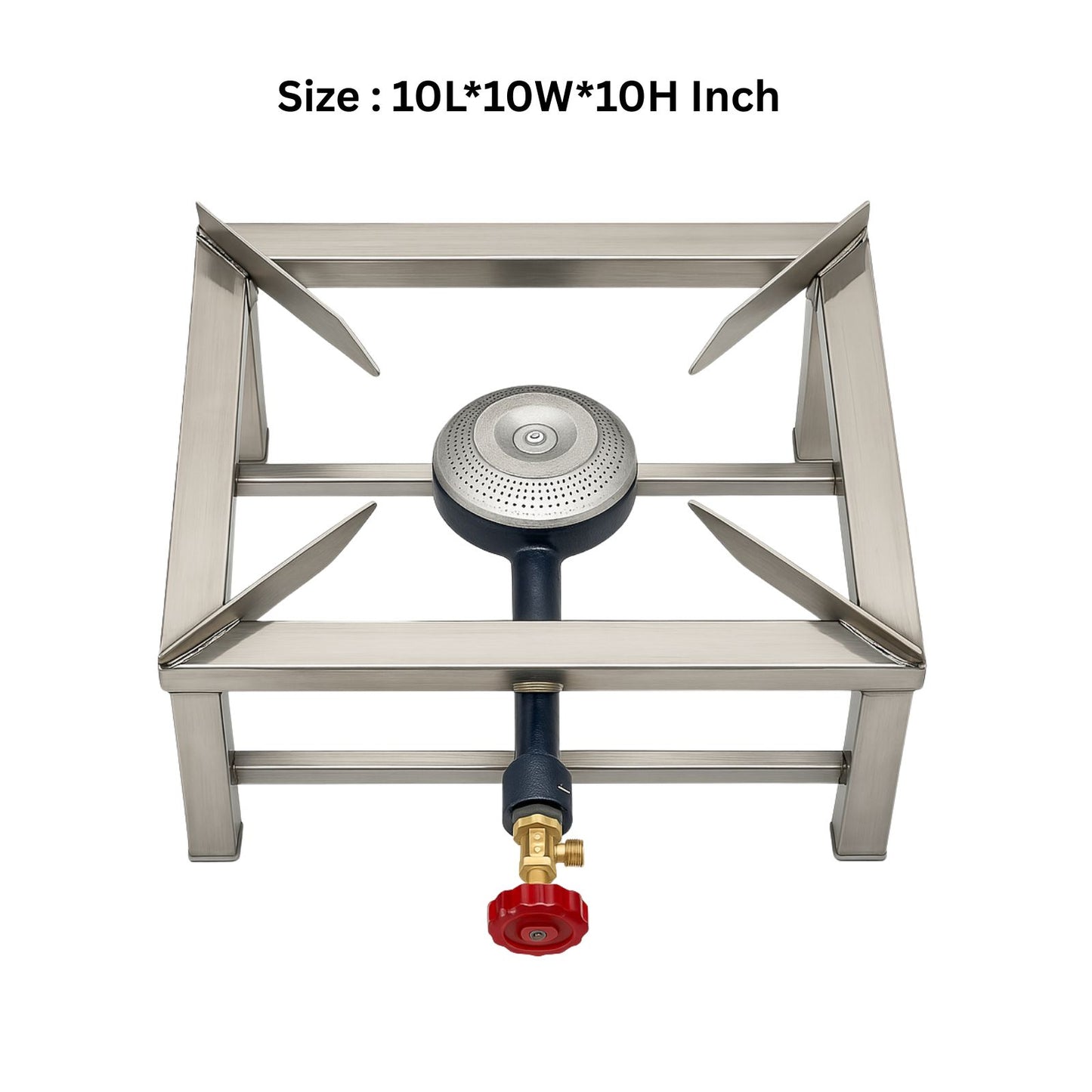 Gurubhai Equipments Stainless Steel Single Burner Stove – 10"x10"x10" Heavy-Duty Commercial Gas Stove for Catering, Restaurants & Outdoor Cooking