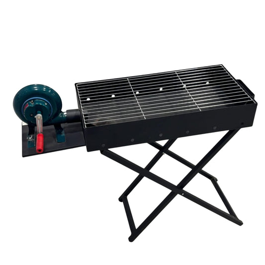 Portable Charcoal BBQ Grill with Blower | Folding Outdoor Barbecue Grill for Camping, Events & Street Food