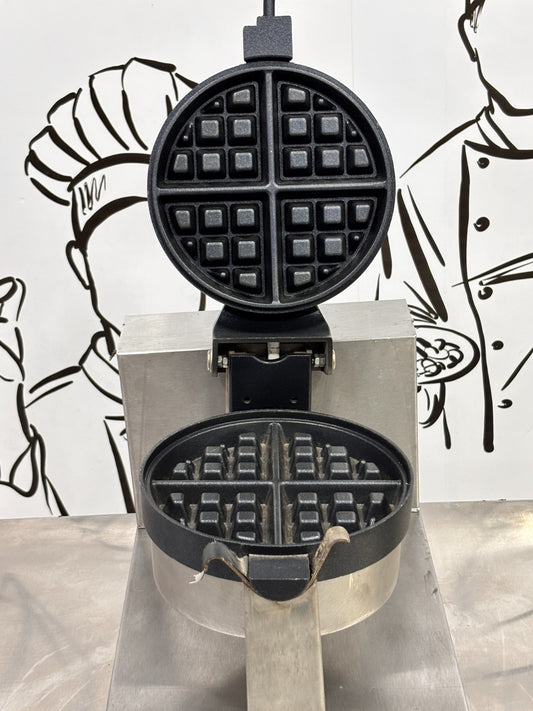 Commercial Single Round Rotating  Waffle Maker Machine | Heavy-Duty Electric Waffle Iron for Cafés & Restaurants